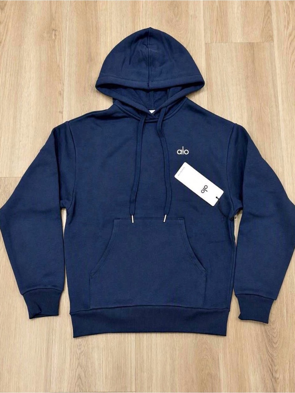 ALO Yoga Men's Navy Blue Hooded Pullover Sweatshirt